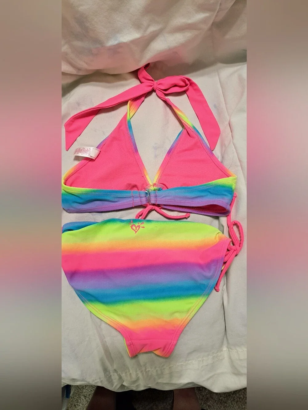 Justice Bright Neon Rainbow Bikini with Rhinestone Detail